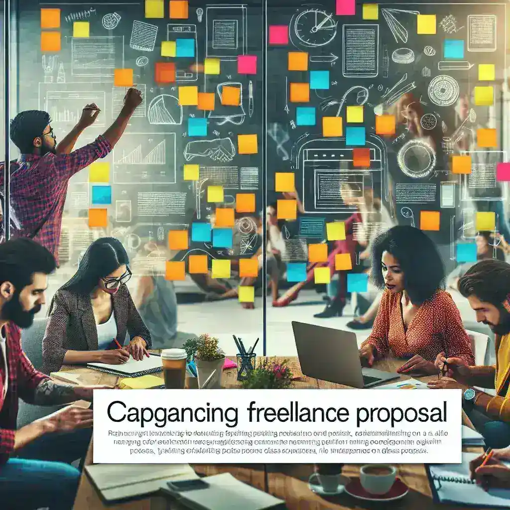 "Contoh proposal freelance yang menarik dengan desain profesional dan konten menarik, cocok untuk menarik perhatian klien."